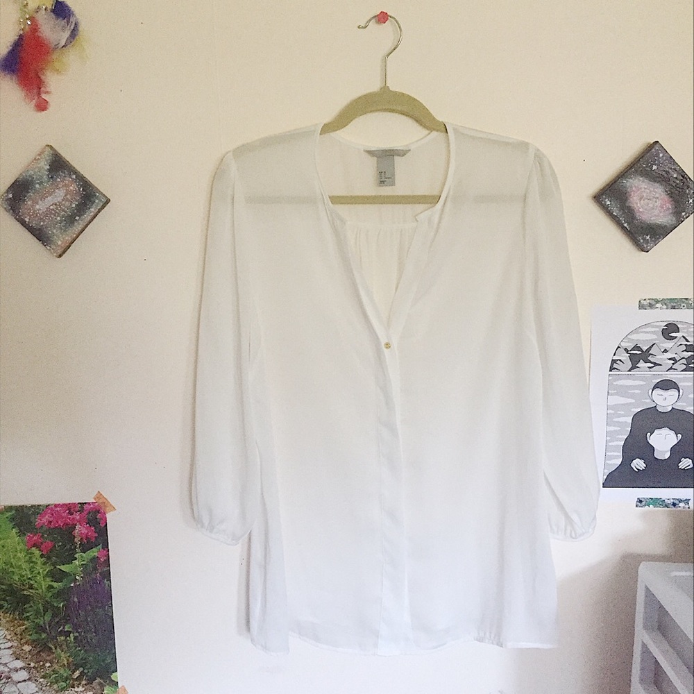 Sheer White Buttoned Blouse